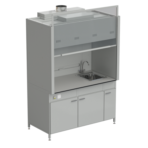 Шкаф вытяжной с мойкой из НС и смесителем 1500х900х2145 мм, раб. поверхность - LABGRADE