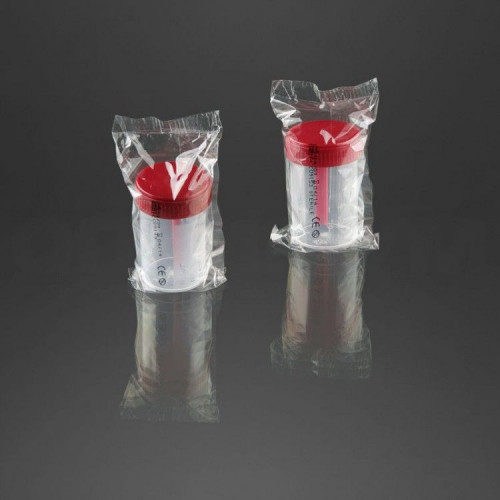 Контейнер лабораторный для взятия проб 60 мл, нестерильный, с завинчивающейся крышкой и шпателем, индивидуальная упаковка, п/п, FL Medical, 500 шт/уп.