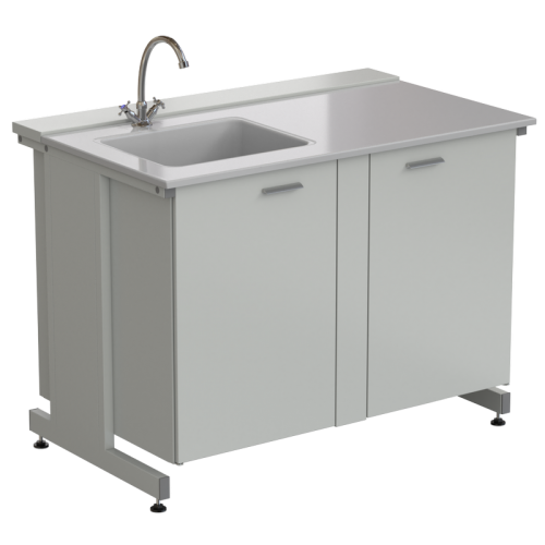 Мойка одинарная 1200х750х900 мм, одна чаша слева, смеситель, раб. поверхность - СТЕКЛОПЛАСТИК