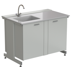 Мойка одинарная 1200х750х900 мм, одна чаша слева, смеситель, раб. поверхность - СТЕКЛОПЛАСТИК