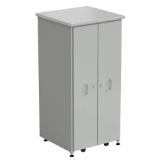 Шкаф 2 выдвижные вертикальные секции 640x630x1350 ламинат белый, серый металл