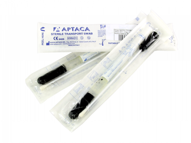 Тампон-зонд с транспортной средой AMIES+уголь с пластиковым аппликатором, в пробирке 12х150 мм, в индивидуальной упаковке, стерильный, Aptaca, 150 шт/уп.