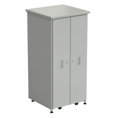 Шкаф 2 выдвижные вертикальные секции 640x630x1350 ламинат серый, серый металл