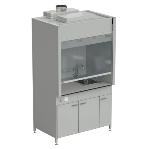 Шкаф вытяжной с мойкой из НС и смесителем 1200х900х2145 мм, раб. поверхность - LABGRADE