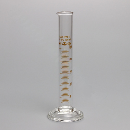 Цилиндр мерный 1-25-1 с носиком на стеклянном основании