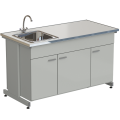 Мойка одинарная 1515х750х900 мм, одна чаша НС слева, смеситель, раб. поверхность - LABGRADE-лайт