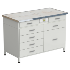 Стол-тумба с электрикой 1212x610x850 мм, 2 ящика + 4 ящика + 1 малый + 1 большой, раб. поверхность - КЕРАМИКА