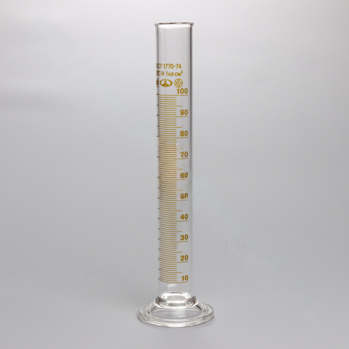 Цилиндр мерный 1-100-1 с носиком на стеклянном основании