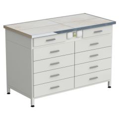 Стол-тумба с электрикой (2 ящика + 4 ящика + 4 ящика) 1212x610x850 мм, раб. поверхность - КЕРАМИКА