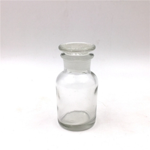 Склянка для реактивов 60 мл из светлого стекла с широкой горловиной и притертой пробкой