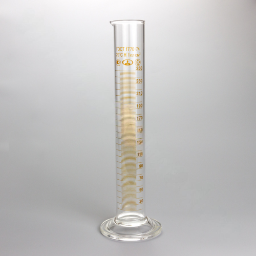 Цилиндр мерный 1-250-1 с носиком на стеклянном основании