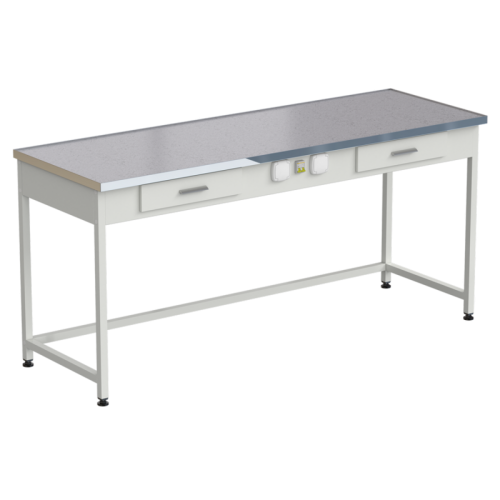 Стол приборный с 2-мя ящиками и электрикой 1800x610x850 мм, раб. поверхность - МОНОЛИТНЫЙ КЕРАМОГРАНИТ