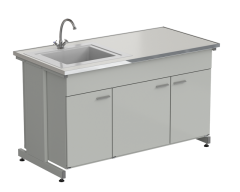 Мойка одинарная 1515х750х900 мм, одна чаша СП слева, смеситель, раб. поверхность - LABGRADE-лайт