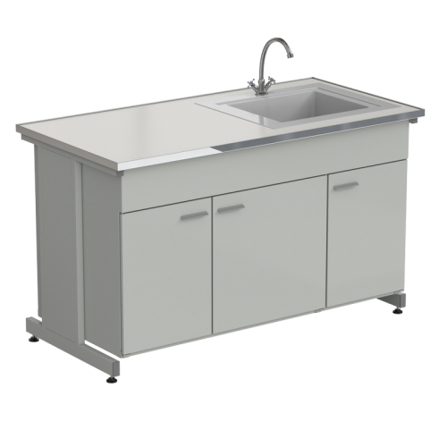 Мойка одинарная 1515х750х900 мм, одна чаша СП справа, смеситель, раб. поверхность - LABGRADE-лайт