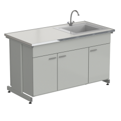 Мойка одинарная 1515х750х900 мм, одна чаша СП справа, смеситель, раб. поверхность - LABGRADE-лайт