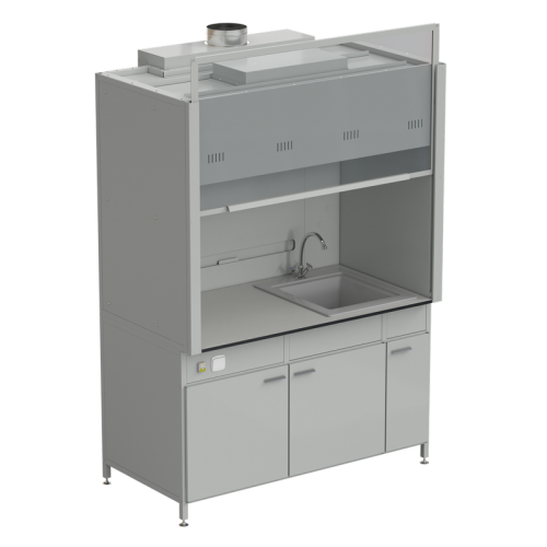 Шкаф вытяжной с мойкой из СП и смесителем 1500х900х2145 мм, раб. поверхность - LABGRADE