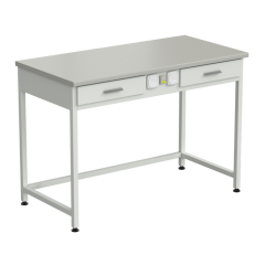 Стол лабораторный с 2-мя ящиками и электрикой 1200x600x850 мм, раб. поверхность - ЛАМИНАТ СЕРЫЙ