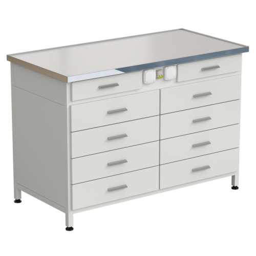 Стол-тумба с электрикой (2 ящика + 4 ящика + 4 ящика) 1212x610x850 мм, раб. поверхность -LABGRADE-лайт