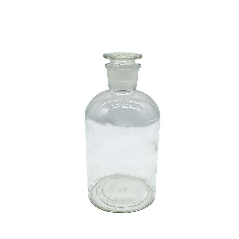 Склянка для реактивов 1000 мл из светлого стекла с узкой горловиной и притертой пробкой
