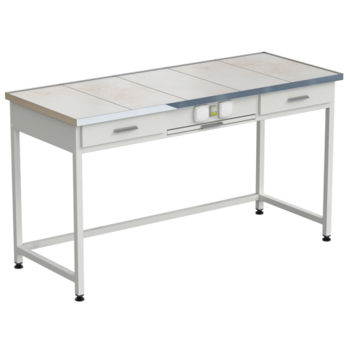 Стол приборный с выдвижным столиком, 2-мя ящиками и электрикой 1515x610x850 мм, раб. поверхность - КЕРАМИКА