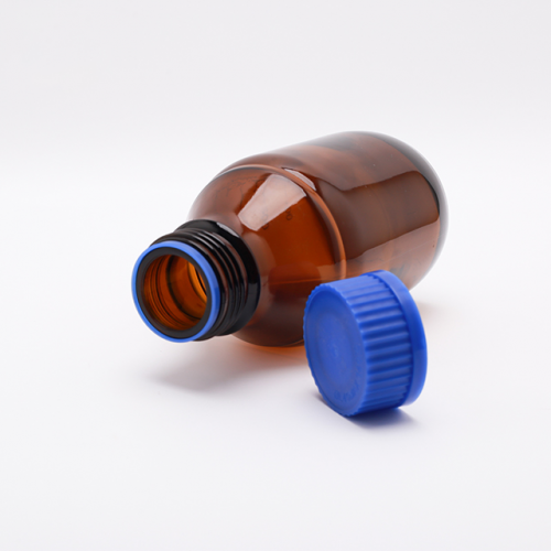 Банка 500 мл для реактивов из темного стекла с делениями и навинчивающейся полипропиленовой крышкой