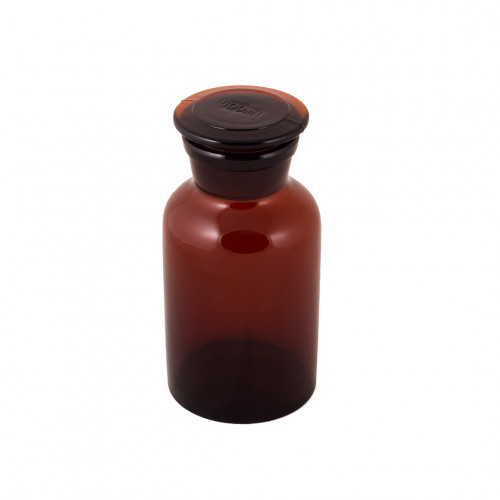Склянка для реактивов 500 мл из темного стекла с широкой горловиной и притертой пробкой