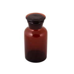 Склянка для реактивов 500 мл из темного стекла с широкой горловиной и притертой пробкой