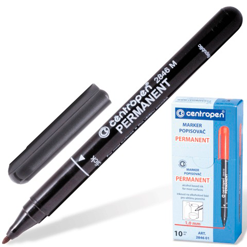 Стеклограф (маркер перманентный), черный, тонкий (ширина линии 1,0 мм)