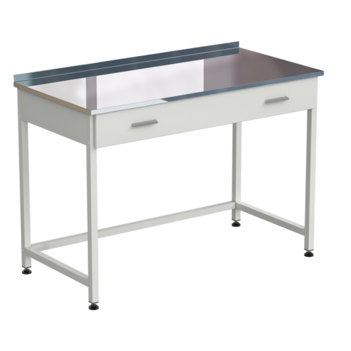 Стол лабораторный с 1 ящиком 1200х600х850 мм, раб. поверхность - НЕРЖАВЕЮЩАЯ СТАЛЬ
