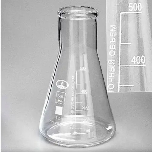 Колба коническая с цилиндрической горловиной КН-2-500-50, с делениями, ТС