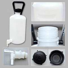 Бутыль с краном 50 л, с завинчивающейся крышкой и ручкой, ПЭВП, LAMAPLAST
