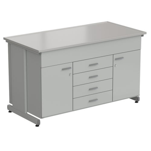 Стол-тумба 2 двери + 5 ящиков 1513х763х900, DURCON с бортиком