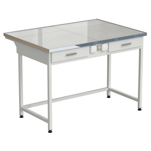 Стол лабораторный с 2-мя ящиками и электрикой 1212х850х850 мм, раб. поверхность - КЕРАМОГРАНИТ