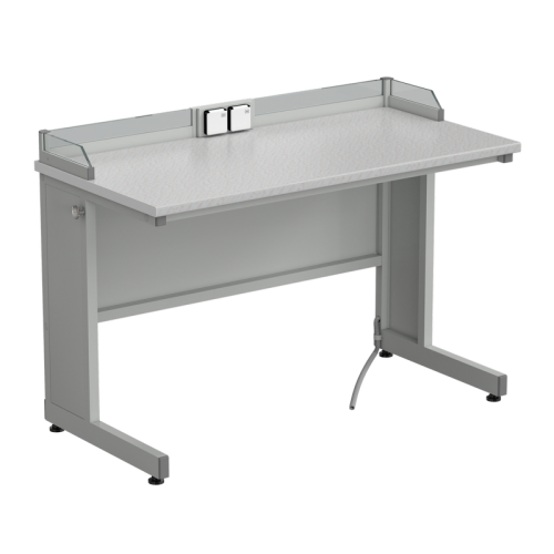 Стол ученический с бортиком и розетками 1200х600х840, раб. поверхность - ЛАМИНАТ БЕЛЫЙ