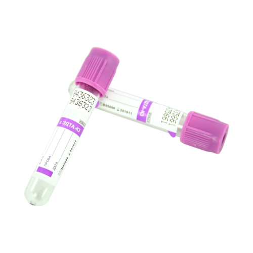 Вакуумные пробирки для гематологии с ЭДТА К3, 13х75 мм, 4 мл, пластик, 100 шт/уп.