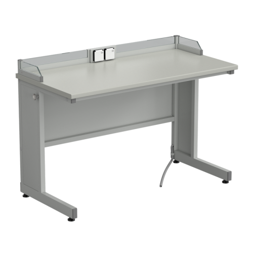 Стол ученический с бортиком и розетками 1200х600х840, раб. поверхность - ЛАМИНАТ СЕРЫЙ