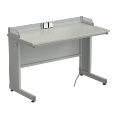 Стол ученический с бортиком и розетками 1200х600х840, раб. поверхность - ЛАМИНАТ СЕРЫЙ