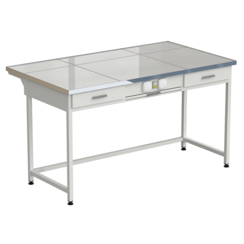 Стол приборный с выдвижным столиком, 2-мя ящиками и электрикой 1515х850х850 мм, раб. поверхность - КЕРАМОГРАНИТ