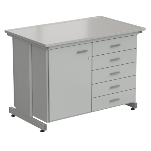 Стол-тумба 1 дверь (левая) + 5 ящиков 1213х763х900, DURCON с бортиком