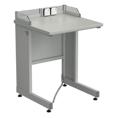 Стол ученический с бортиком и розетками 600х600х840, раб. поверхность - ЛАМИНАТ СЕРЫЙ