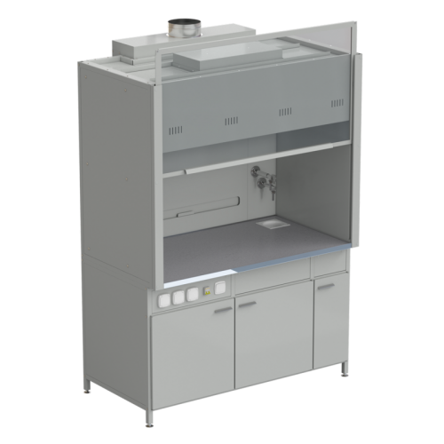 Шкаф вытяжной с подводом воды 1500х900х2145 мм, раб. поверхность - МОНОЛИТНЫЙ КЕРАМОГРАНИТ