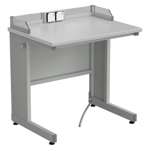 Стол ученический с бортиком и розетками 800х600х840, раб. поверхность - ЛАМИНАТ БЕЛЫЙ