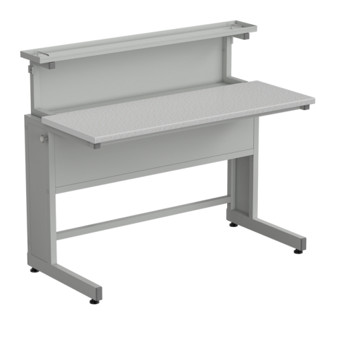 Стол ученический с выдвижным блоком 1200х600х1025 в сборе, раб. поверхность - ЛАМИНАТ БЕЛЫЙ