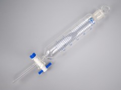 Воронка делительная цилиндрическая ВД-1-125 с краном ПТФЭ, с делениями