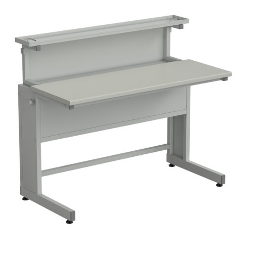 Стол ученический с выдвижным блоком 1200х600х1025 в сборе, раб. поверхность - ЛАМИНАТ СЕРЫЙ