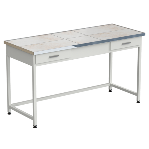 Стол приборный с 2 ящиками 1515х610х850 мм, раб. поверхность - КЕРАМИКА