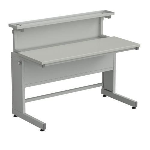 Стол ученический с выдвижным блоком 1200х600х965 в сборе, раб. поверхность - ЛАМИНАТ СЕРЫЙ