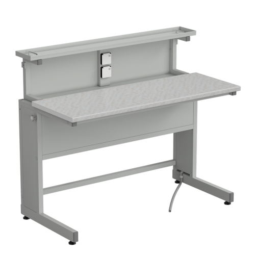 Стол ученический с выдвижным блоком и розетками 1200х600х1025, раб. поверхность - ЛАМИНАТ БЕЛЫЙ