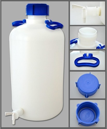 Бутыль с краном 25 л, с завинчивающейся крышкой и ручкой, ПЭВП, Aptaca