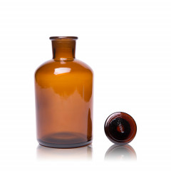 Склянка для реактивов 250 мл из темного стекла с узкой горловиной и притертой пробкой